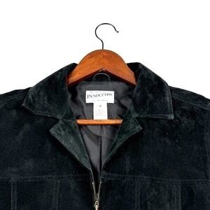 Vintage Pendleton Women's Black Suede Full Zip Jacket-Size M